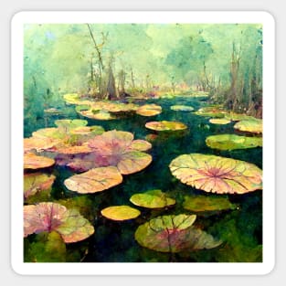 Watercolor Lilly pads in swamp Sticker